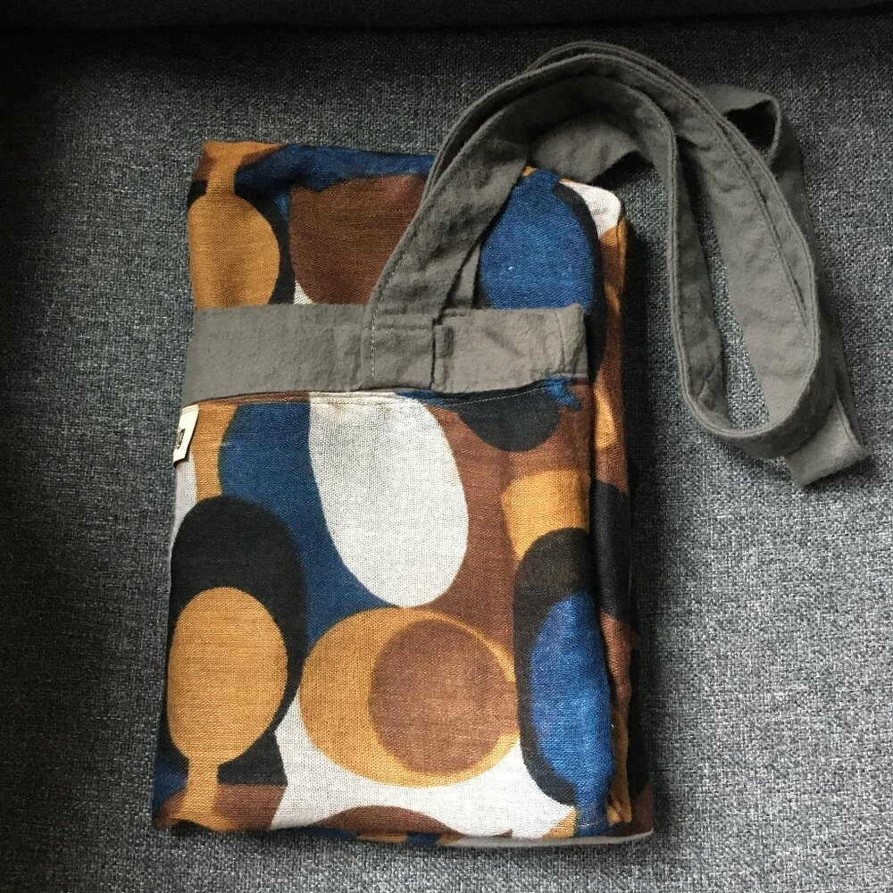 Upcycled Quilted Scarf and Gray Flannel Reversible Rectangular Shoulder Bag